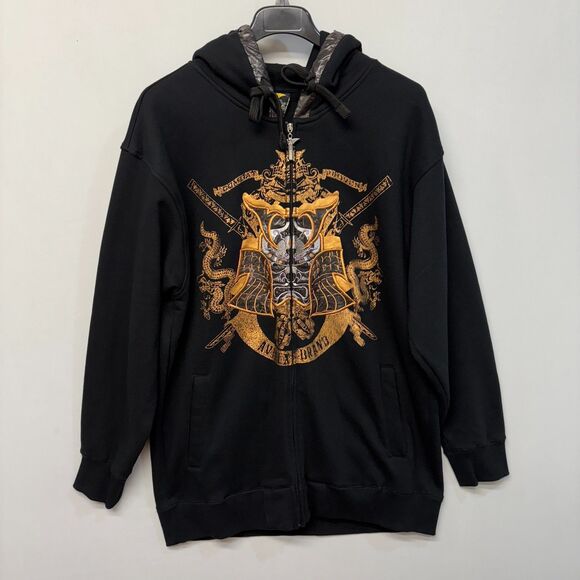 Vintage Avirex Y2K Gold Samurai Dragon Hoodie Sweatshirt Size XXL 2XL D050 -29 - Picture 16 of 16